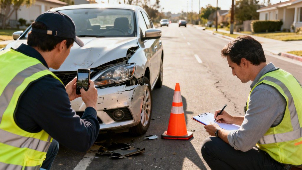 Damaged vehicle after a traffic accident with visible collision damage, illustrating evidence used in personal injury claims.