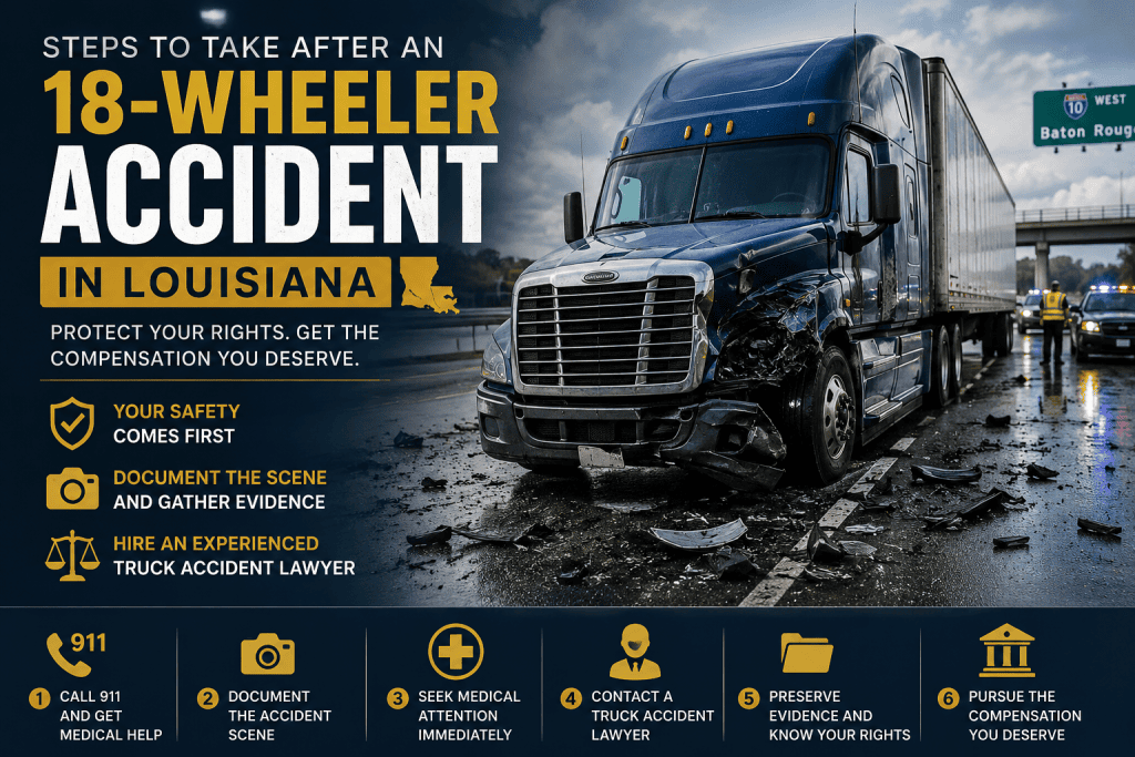 Steps to Take After an 18-Wheeler Accident in Louisiana